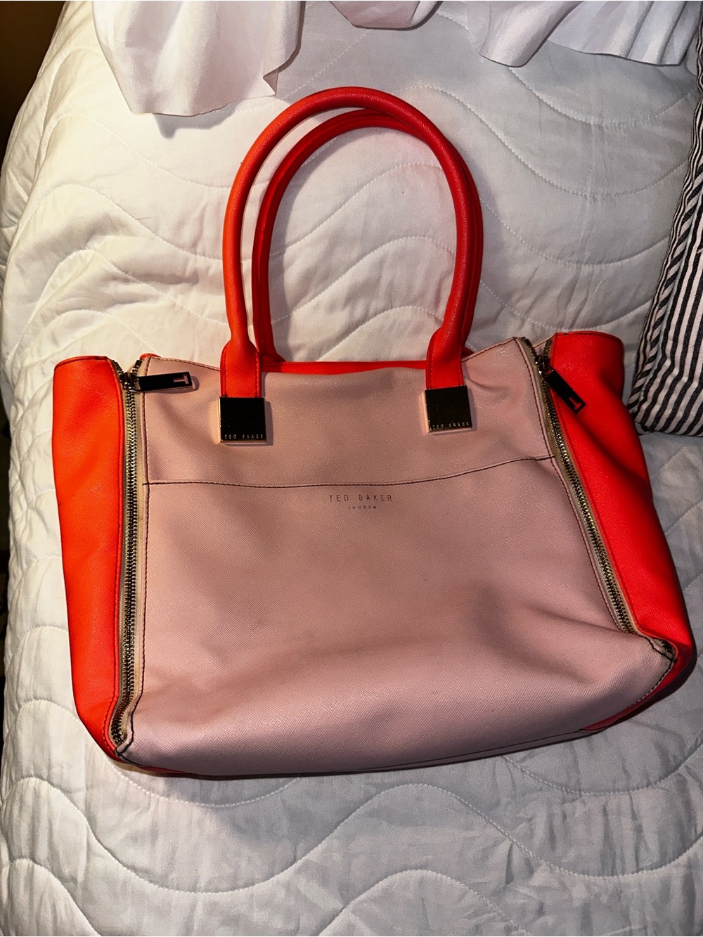Ted Baker Pink and Coral Contrast Tote
